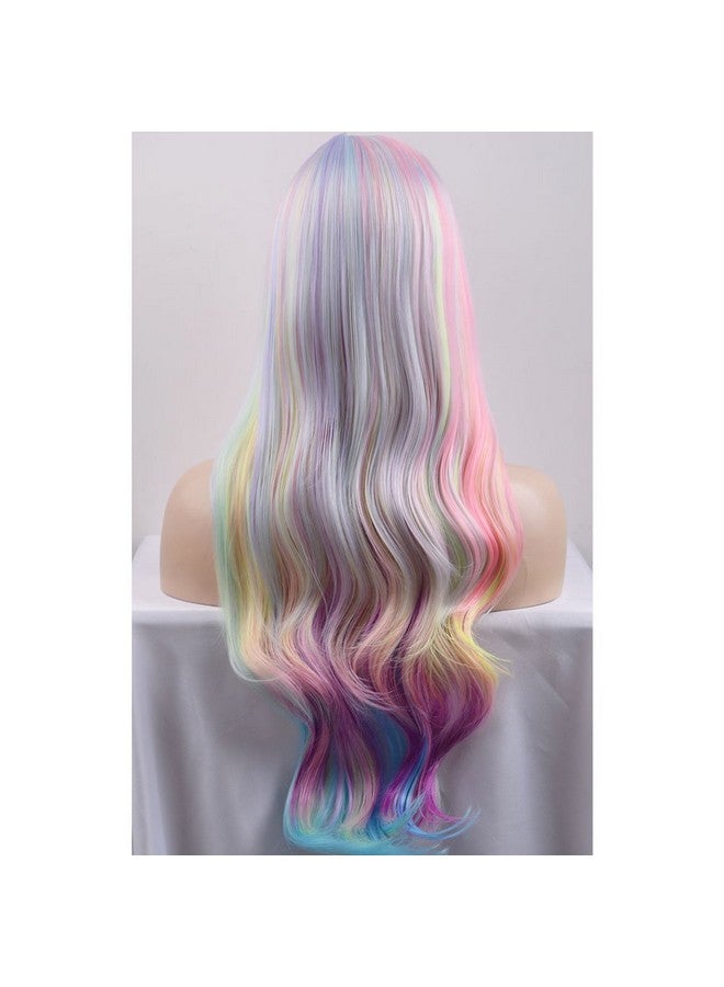 BERON 29.5'' Long Curly Mixed Color Charming Soft Full Wig With Bangs Wig Cap Included (Multi Color) - Image 5
