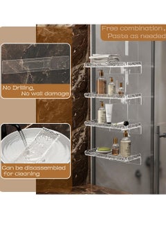 Excefore Acrylic Bathroom Shelves Organizer, Set of 2 Bathroom Countertop Organizer, with Hooks and no Drilling Design, for Bathroom Storage and moreAcrylic No Drill Wall Mount Adhesive Shelf  - Image 3