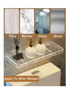 Excefore Acrylic Bathroom Shelves Organizer, Set of 2 Bathroom Countertop Organizer, with Hooks and no Drilling Design, for Bathroom Storage and moreAcrylic No Drill Wall Mount Adhesive Shelf  - Image 5