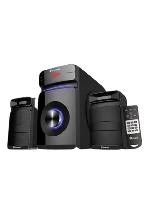 نظام مكبر صوت متعدد الوسائط - 60 واط إجمالي الناتج، مضخم صوت عميق، بلوتوث، FM، USB، SD، AUX، مدخل بصري، جهاز تحكم عن بعد VORTEX-6000 - أسود