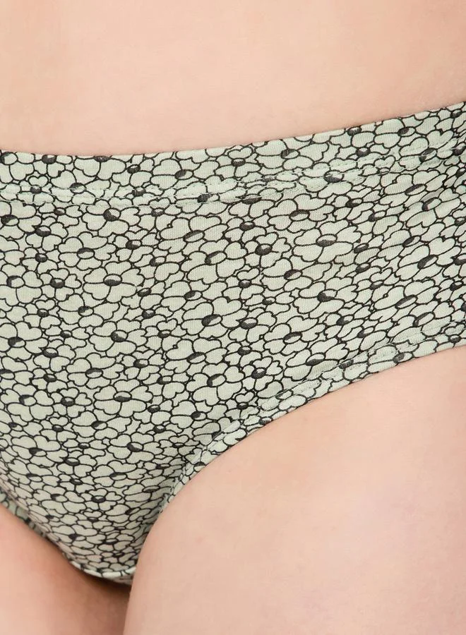 Clovia Clovia Pack of 3 - Floral Print Mid Rise Cotton Hipster Briefs with Inner Elastic
