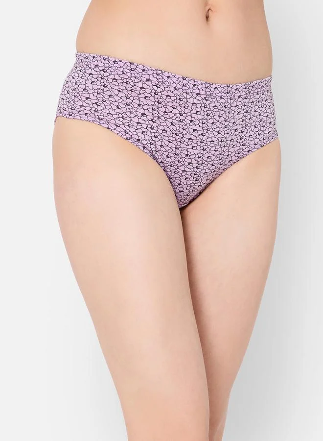 Clovia Clovia Pack of 3 - Floral Print Mid Rise Cotton Hipster Briefs with Inner Elastic