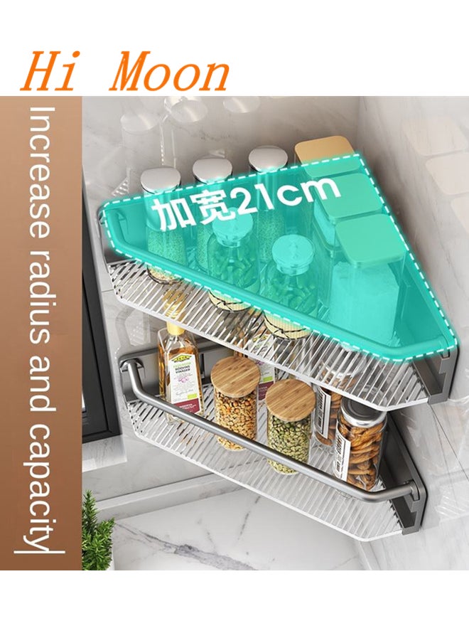 Hi Moon Acrylic Organizer Holder Kitchen Shelves Bath Storage Double Shelf Adhesive Wall Mounted Home Storage & Organization
,Black  - Image 5