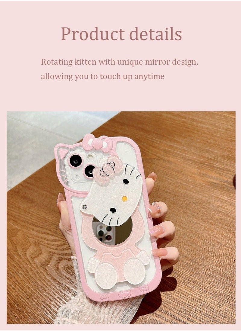 iPhone 15  Plus Case cover cat Pattern with camera len protector anti-scratch anti-drop Strap for Women Girls, Soft TPU Full Protective Cover back comfortable touch feeling accessory - Image 2