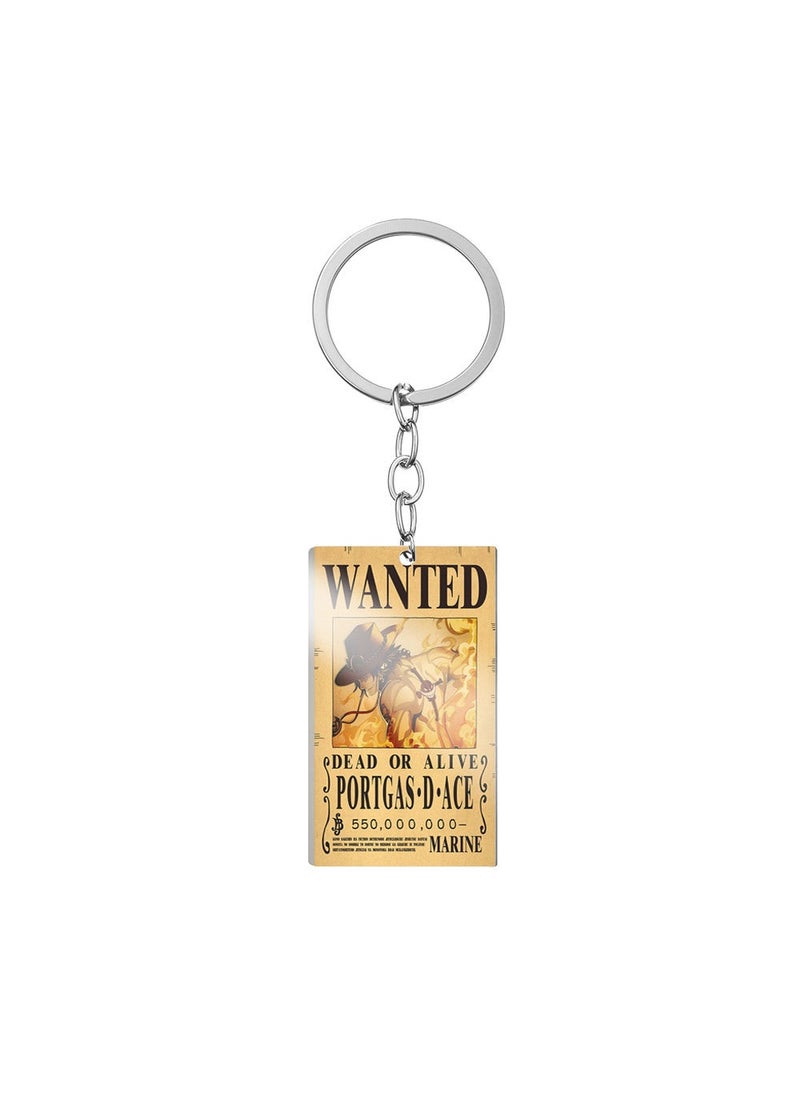 Generic - 2024 New poster Sea King wanted titanium steel square key chain 3 billion one piece stainless steel dog tag Portcas D Ace - Image 1