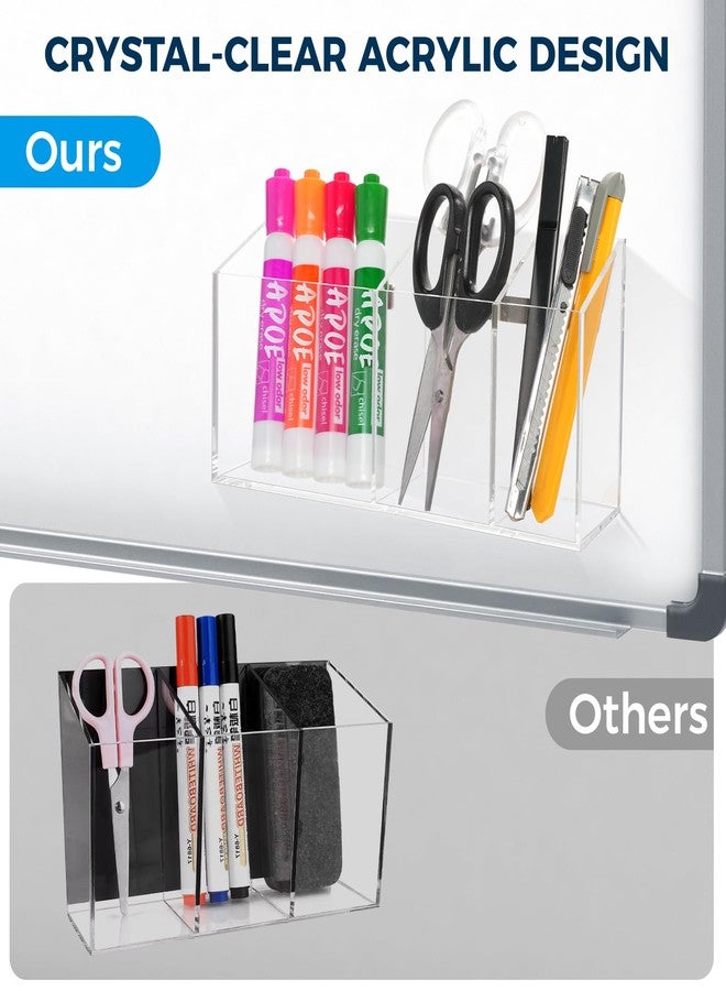 Banafich Magnetic Pen Holder for Refrigerator, Whiteboard Dry Erase Marker Holder for Fridge, Strong Magnet Acrylic Pen Holder with 3 Compartments, Magnetic Cup for School, Classroom, Locker Organizer - Image 4