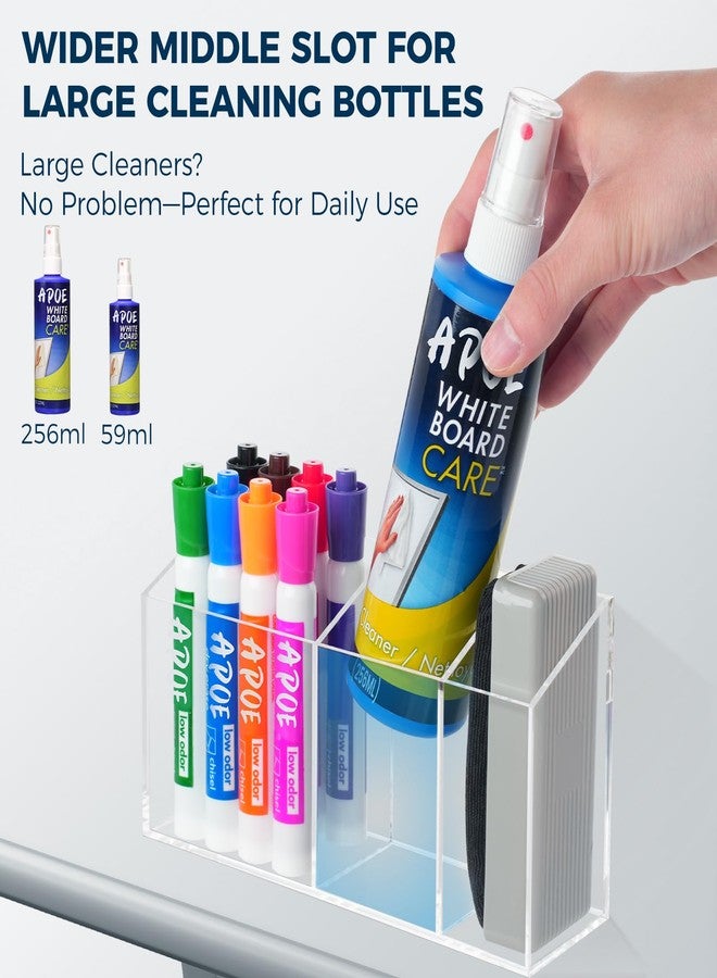 Banafich Magnetic Pen Holder for Refrigerator, Whiteboard Dry Erase Marker Holder for Fridge, Strong Magnet Acrylic Pen Holder with 3 Compartments, Magnetic Cup for School, Classroom, Locker Organizer - Image 3