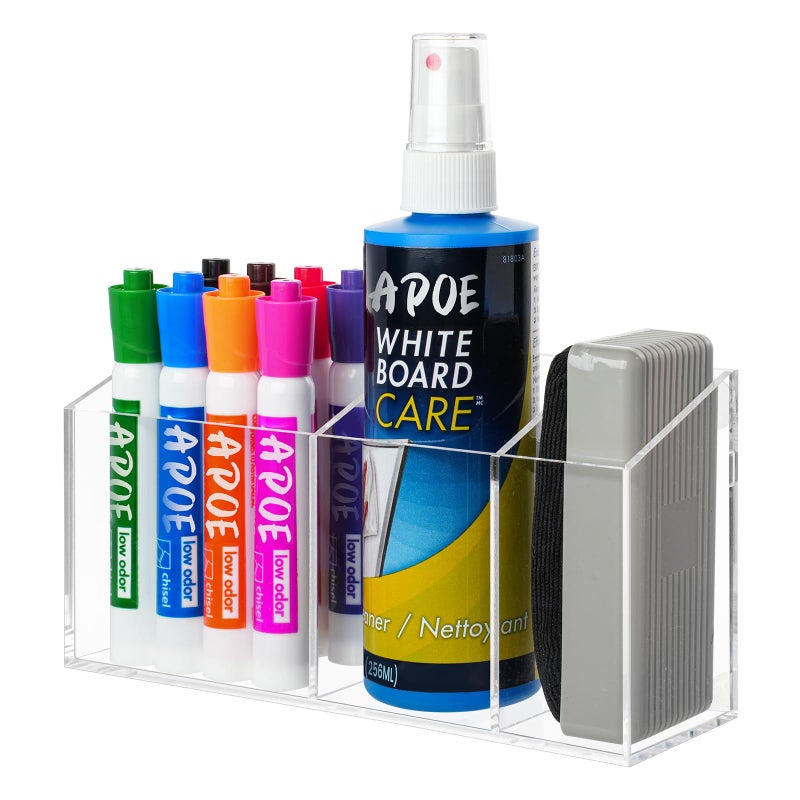 Banafich Magnetic Pen Holder for Refrigerator, Whiteboard Dry Erase Marker Holder for Fridge, Strong Magnet Acrylic Pen Holder with 3 Compartments, Magnetic Cup for School, Classroom, Locker Organizer - Image 1