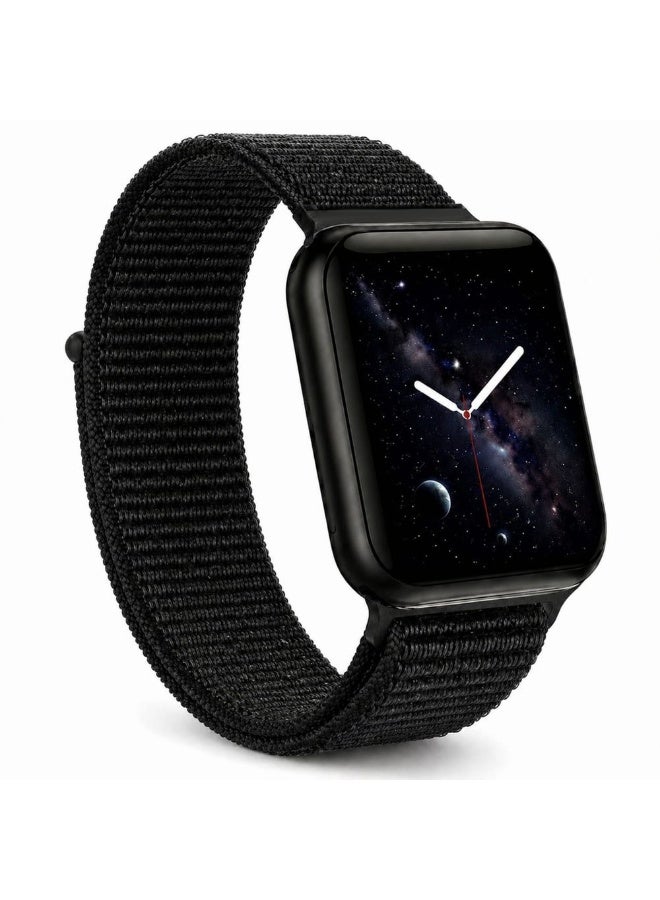 CATANES Breathable Nylon Sport Loop Band Compatible with Apple Watch 44mm 45mm 46mm 49mm for Women Men, iWatch Wrist Straps for Ultra 3 2, Se, Series 11 10 9 8 7 - black - Image 1