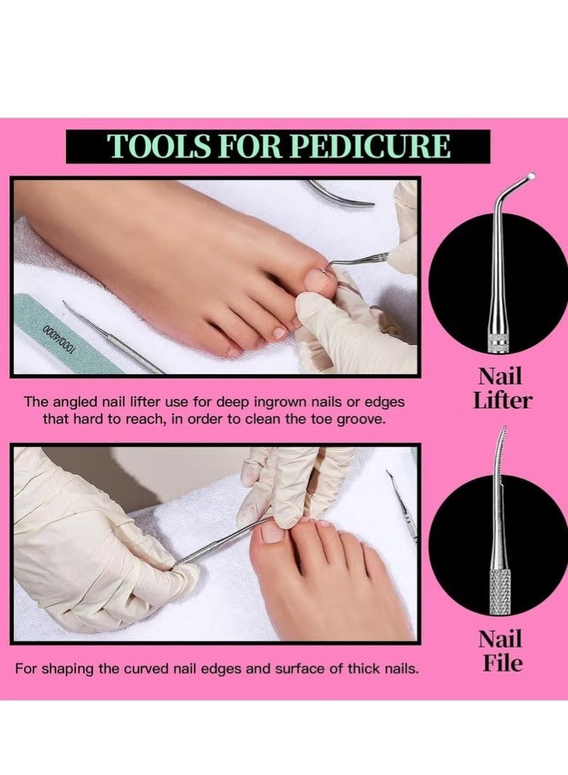 Bukela Pedicure Kit Hand Foot Manicure Care Set，Nail Files 100/180, Nail Buffer Block, Cuticle Nippers, Cuticle Pusher, Cuticle Trimmer, Nail Lifter for Ingrown Toenails, Nail Tools, Nail Kit, Pedicure and M - Image 5