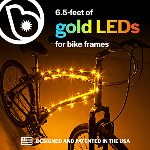 Brightz CosmicBrightz LED Bike Frame Rope Light, Gold - 6.5-Foot String Rope - Battery-Powered with On/Off Switch - Ultra Bright Color Keeps Your Ride Fun and Safe for Kids, Teens, & Adults - Image 2