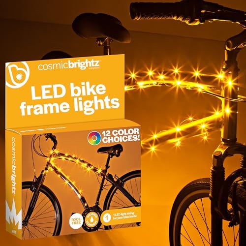 Brightz CosmicBrightz LED Bike Frame Rope Light, Gold - 6.5-Foot String Rope - Battery-Powered with On/Off Switch - Ultra Bright Color Keeps Your Ride Fun and Safe for Kids, Teens, & Adults - Image 1