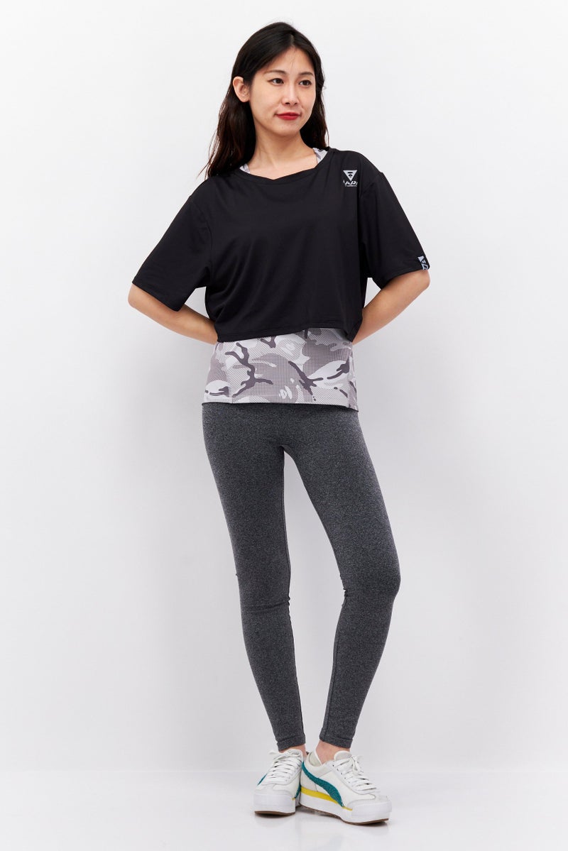 Aape By A Bathing Ape Women Sportswear Fit Short Sleeves Twinset Training Top, Black - Image 3