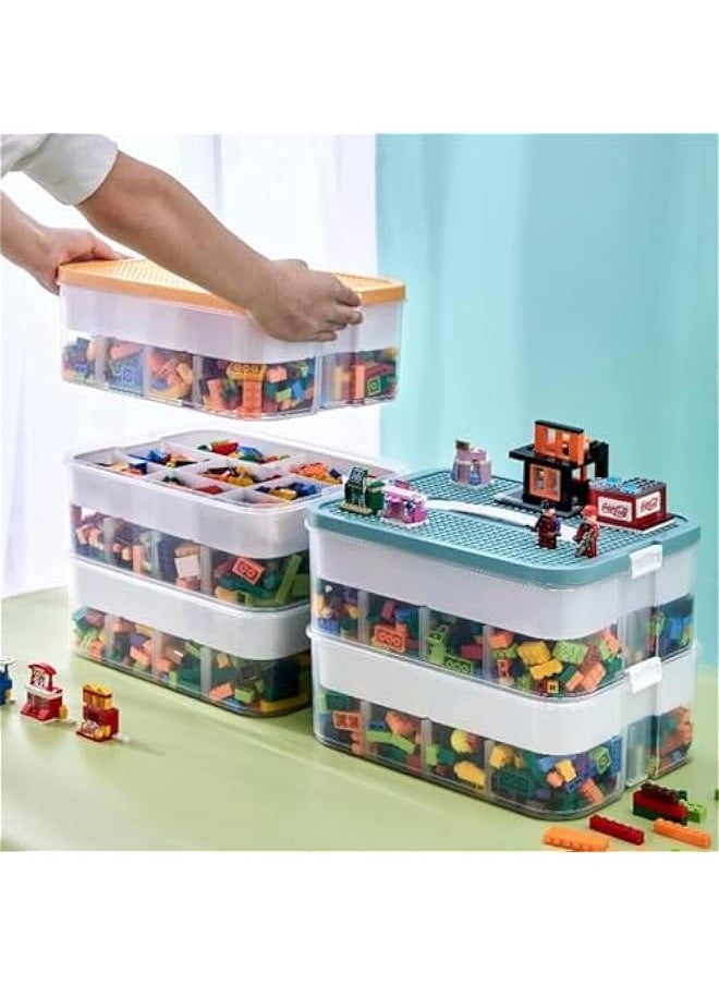 HOOKOR 3 Layers Toy Organizer Bins with Compartments, Building Blocks Storage, Storage Containers for Building Brick Storage, Plastic Stackable Organizer Bin Toy Chest (Yellow)  - Image 4