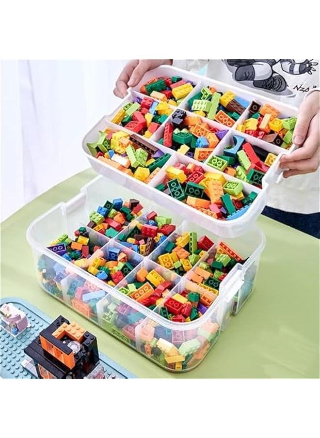 HOOKOR 3 Layers Toy Organizer Bins with Compartments, Building Blocks Storage, Storage Containers for Building Brick Storage, Plastic Stackable Organizer Bin Toy Chest (Yellow)  - Image 5