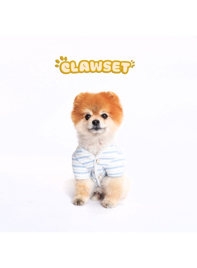 CLAWSET ZOEY CARDIGAN - BLUE COLOR CARDIGAN - DOG CLOTHES - DOG APPAREL - DOG FASHION - CAT FASHION - CAT CLOTHES - PET FASHION - PET OUTFIT - Image 1
