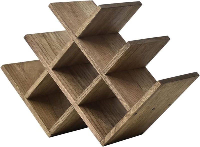 KIRIGEN 8-Bottle Countertop Wine Rack - Wine Bottle Holder for Bar Table/Wine Cabinet Free Standing - Wood 3-Tier Wine Display and Storage Shelves Dark Brown XHJJ3-DBR - Image 1