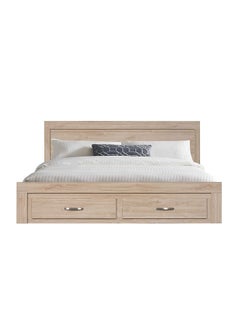 DANUBE HOME Danube Home Bolivar King Bed With 2 Front Drawer Storage Sturdy Modern Design Wooden Double Bed Frame Furniture L 207 x W 192 x H 90 cm Vintage oak  - Image 3