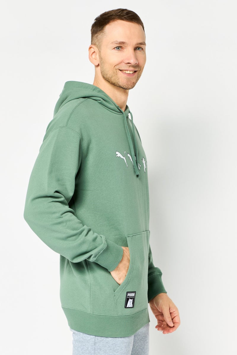 PUMA هودي خارجي بأكمام طويلة للرجال من بومّا × ريبنديب، أخضر مريمي - Image 4