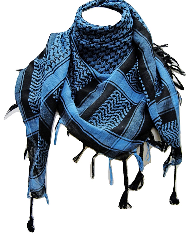 Tapp Collections Premium Shemagh Head Neck Scarf - Turquoise Blue/Black - Image 1