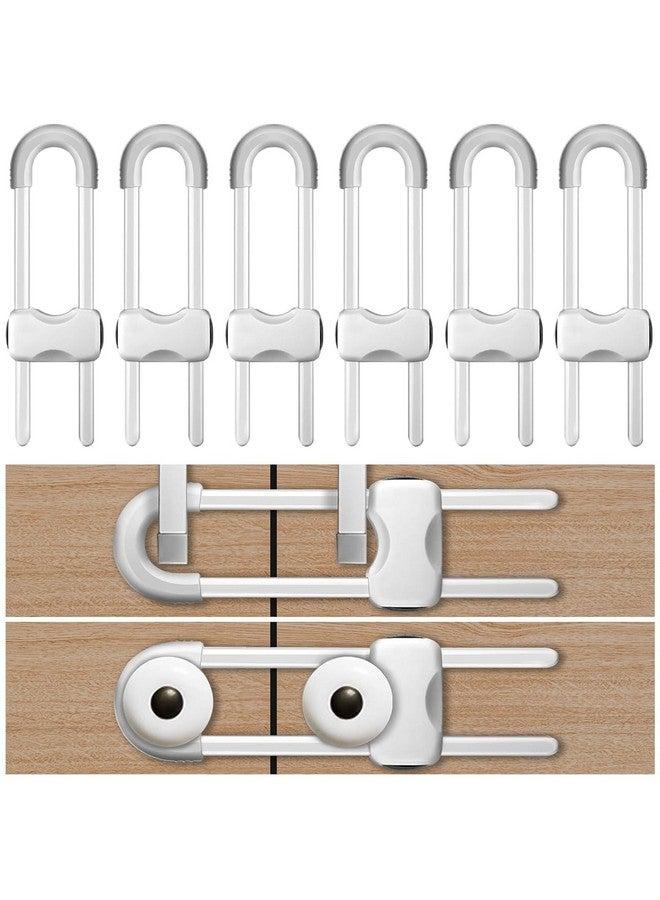 AuaitTech 6PCS Cabinet Locks for Babies, Adjustable U-Shaped Child Safety Locks, Multifunctional Cabinet Handle Lock for Drawers for Cabinets, Drawer, Gate, Furniture Doors, Closet with Secure Lock Buttons - Image 1