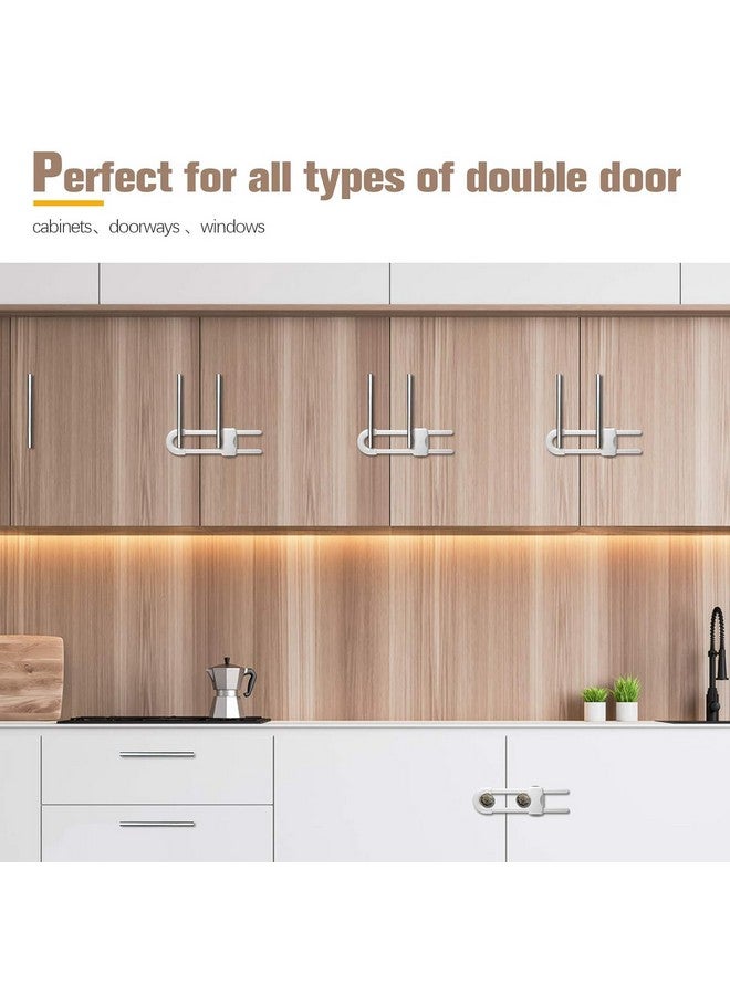 AuaitTech 6PCS Cabinet Locks for Babies, Adjustable U-Shaped Child Safety Locks, Multifunctional Cabinet Handle Lock for Drawers for Cabinets, Drawer, Gate, Furniture Doors, Closet with Secure Lock Buttons - Image 2
