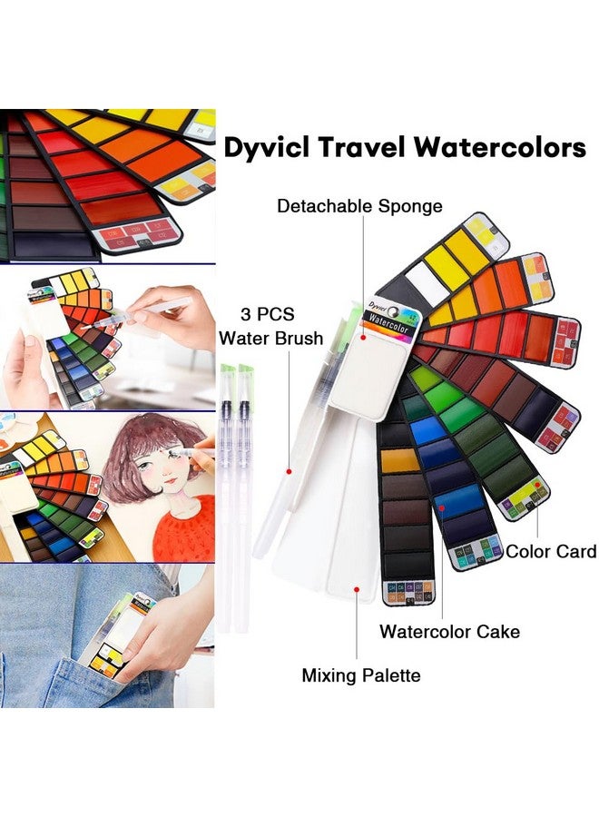 Watercolor Paint Set 42 Assorted Colors Foldable Travel Watercolor Set With Brushes Watercolor Kit For Students Adults Beginners Artist Field Sketch Outdoor Painting