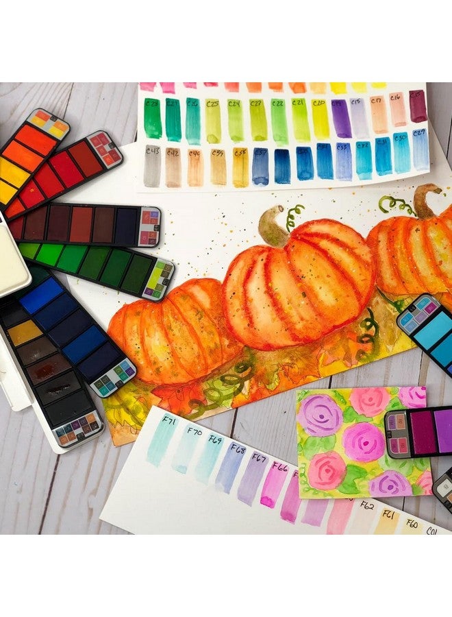 Watercolor Paint Set 42 Assorted Colors Foldable Travel Watercolor Set With Brushes Watercolor Kit For Students Adults Beginners Artist Field Sketch Outdoor Painting