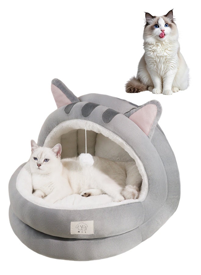 Four Seasons Universal Cat House - Luxury Cat Nest with Removable and Washable Cushion, Semi Enclosed Cat Cave, Winter Warm Design, Cute Cat Ear Shape, Durable  House for Dogs and Cats - Image 1