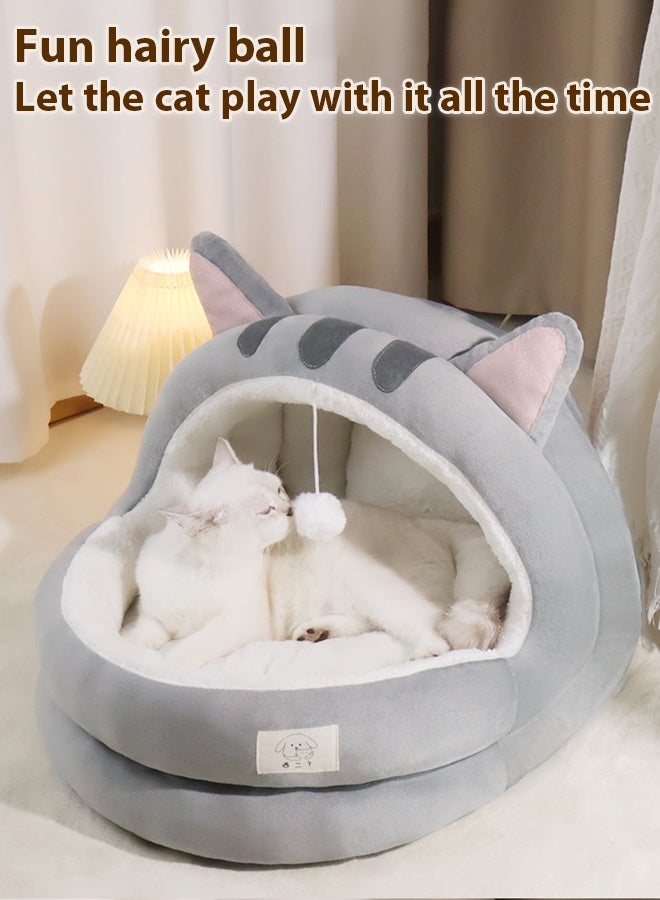 Four Seasons Universal Cat House - Luxury Cat Nest with Removable and Washable Cushion, Semi Enclosed Cat Cave, Winter Warm Design, Cute Cat Ear Shape, Durable  House for Dogs and Cats - Image 3