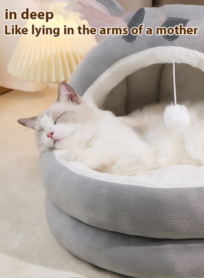 Four Seasons Universal Cat House - Luxury Cat Nest with Removable and Washable Cushion, Semi Enclosed Cat Cave, Winter Warm Design, Cute Cat Ear Shape, Durable  House for Dogs and Cats - Image 4