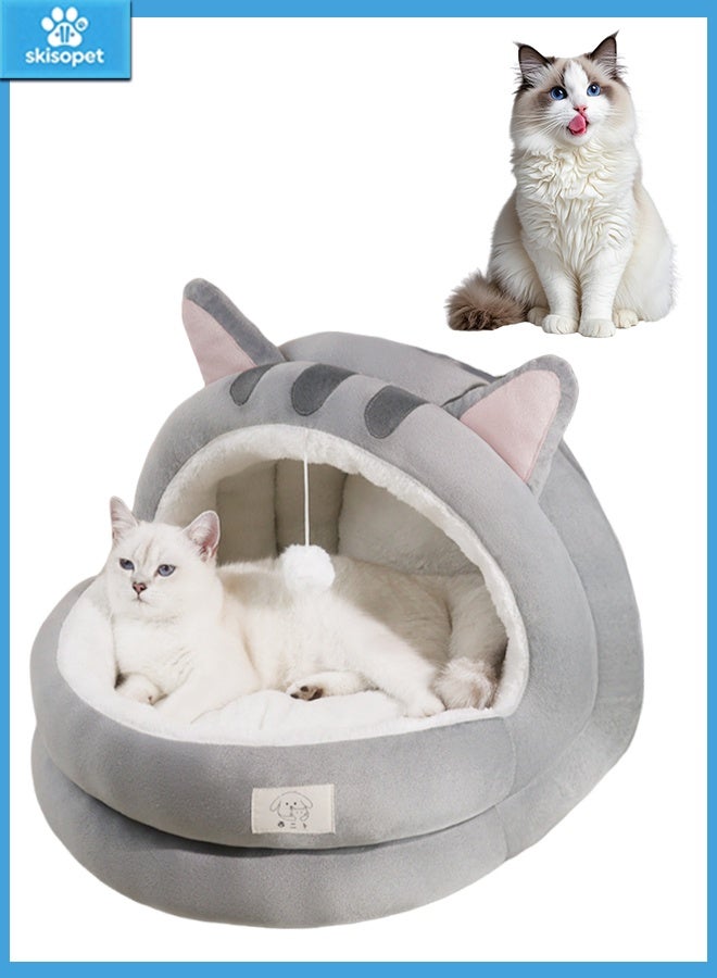 skisopet Four Seasons Universal Cat House - Luxury Cat Nest with Removable and Washable Cushion, Semi Enclosed Cat Cave, Winter Warm Design, Cute Cat Ear Shape, Durable  House for Dogs and Cats - Image 1