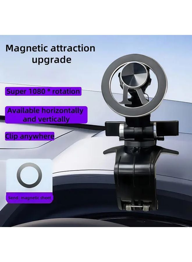 2025 Magnetic Car Phone Holder Black Dashboard Mount Multi Angle Rotation - Image 1