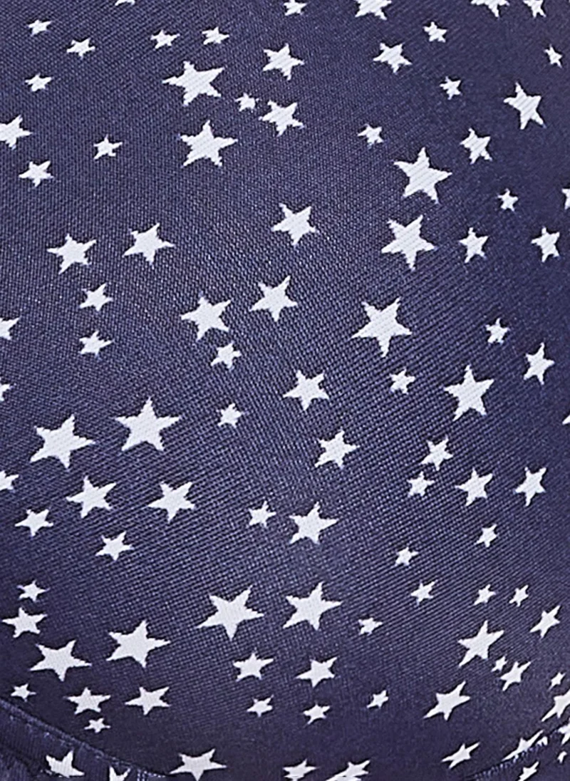 Clovia Blue Clovia Padded Non-Wired Full Cup Star Print T-shirt Bra in Navy for Women | Best Price UAE