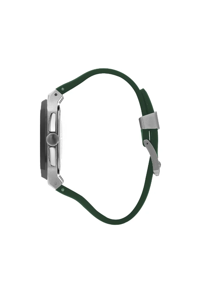 Quantum Men's Quartz Movement Watch, Chronograph Display and Silicone Strap - HNG1033.375, Green