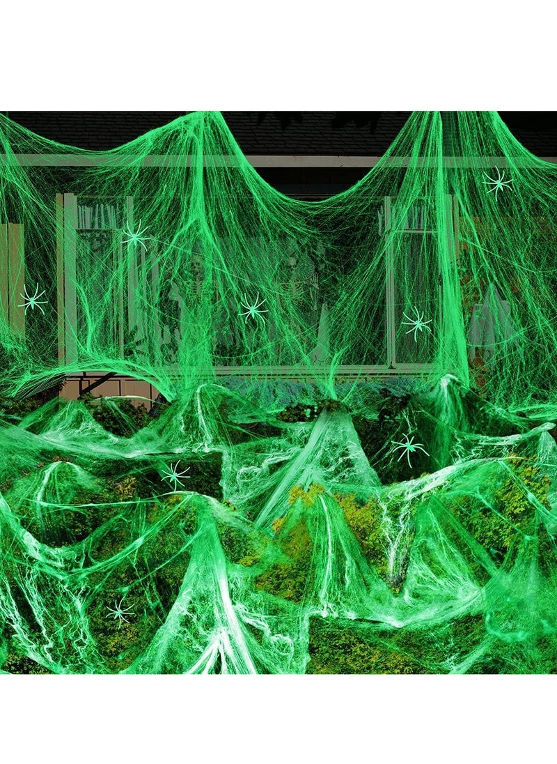 Generic - Stretch Spider Web Decoration with 60 Extra Fake Spiders, 1000 Square Feet of Spooky Stretch Spider Web for Yard Indoor Outdoor Party Haunted House (Glow, 300g) - Image 1