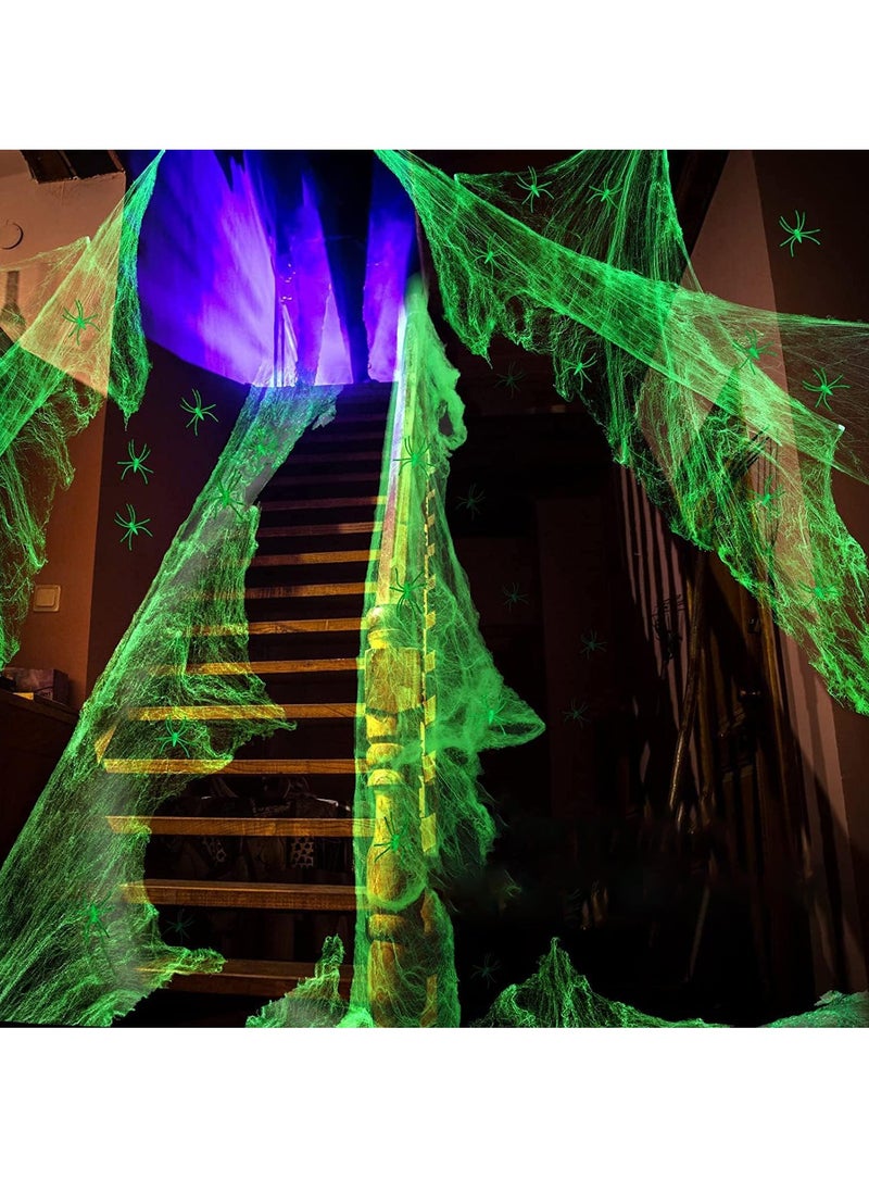 Generic - Stretch Spider Web Decoration with 60 Extra Fake Spiders, 1000 Square Feet of Spooky Stretch Spider Web for Yard Indoor Outdoor Party Haunted House (Glow, 300g) - Image 1