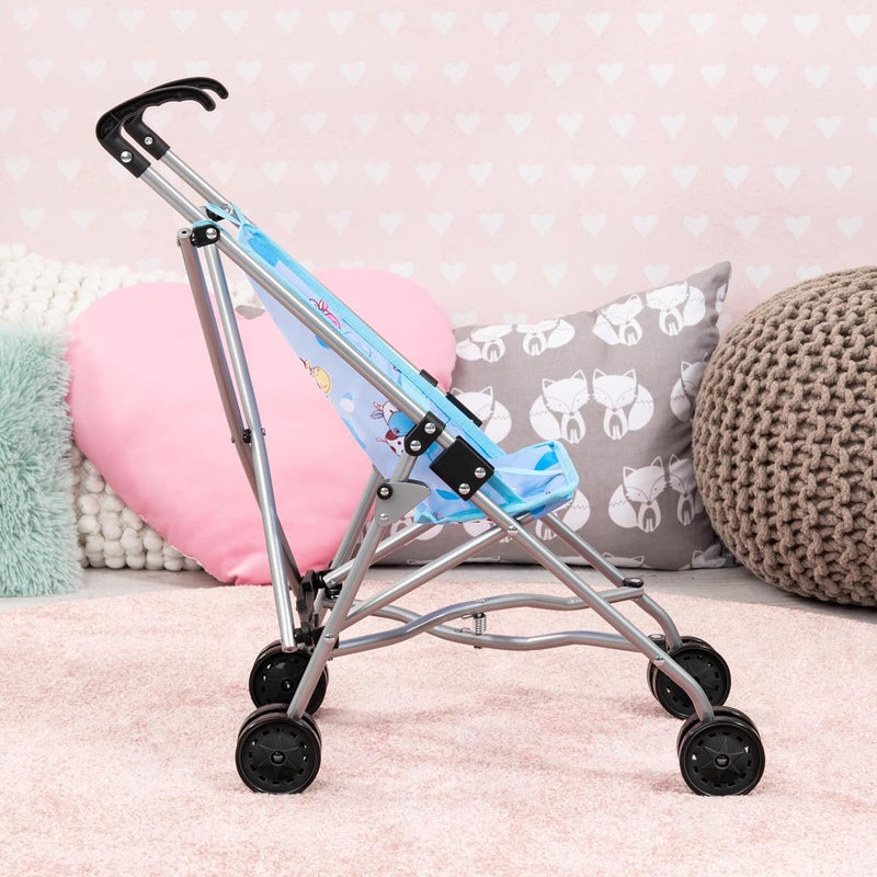 Bayer Design Dolls: Buggy Umbrella Stroller - Blue & Cows, Accessory for Dolls Up to 18", Foldable, Playful Design, Seat Belt, Kids Toy, Ages 3+ - Image 5
