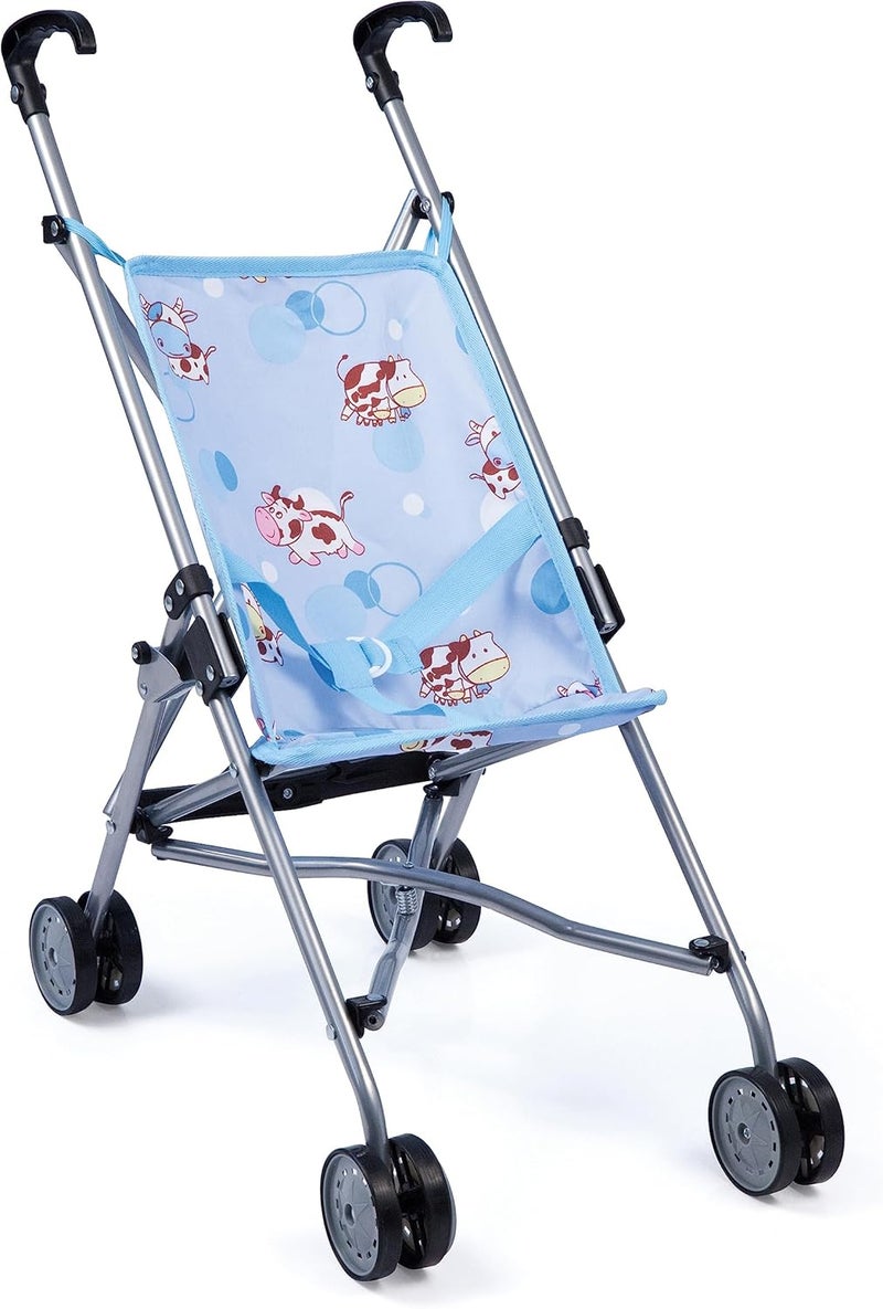 Bayer Design Dolls: Buggy Umbrella Stroller - Blue & Cows, Accessory for Dolls Up to 18", Foldable, Playful Design, Seat Belt, Kids Toy, Ages 3+ - Image 2