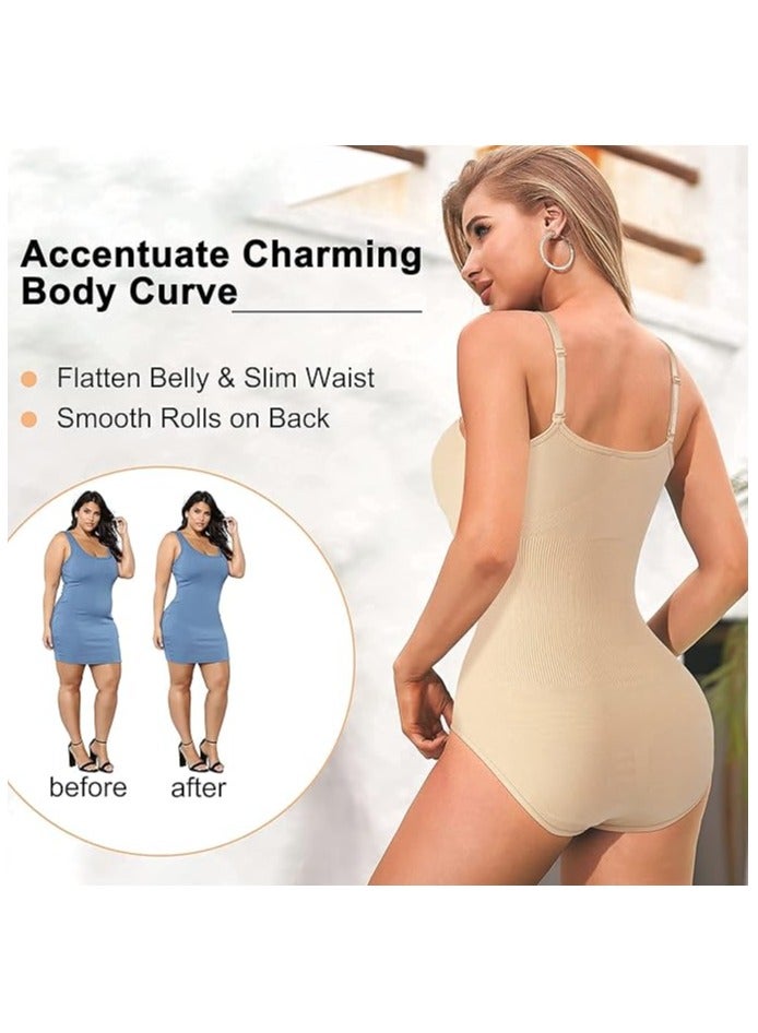 Ocean Women Bodysuit Tops Shapewear Seamless Tummy Control Slimming Waist V Neck Sculpting Jumpsuits Body Shaper Beige  - Image 4