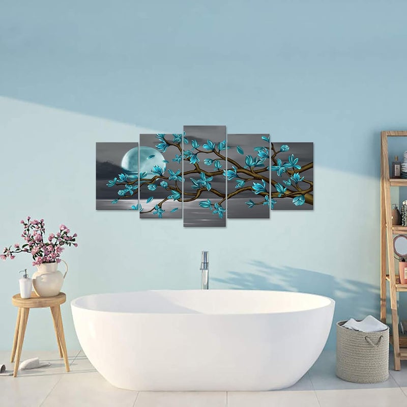 Kalormore Turquoise Magnolia Canvas Wall Art - Image 4