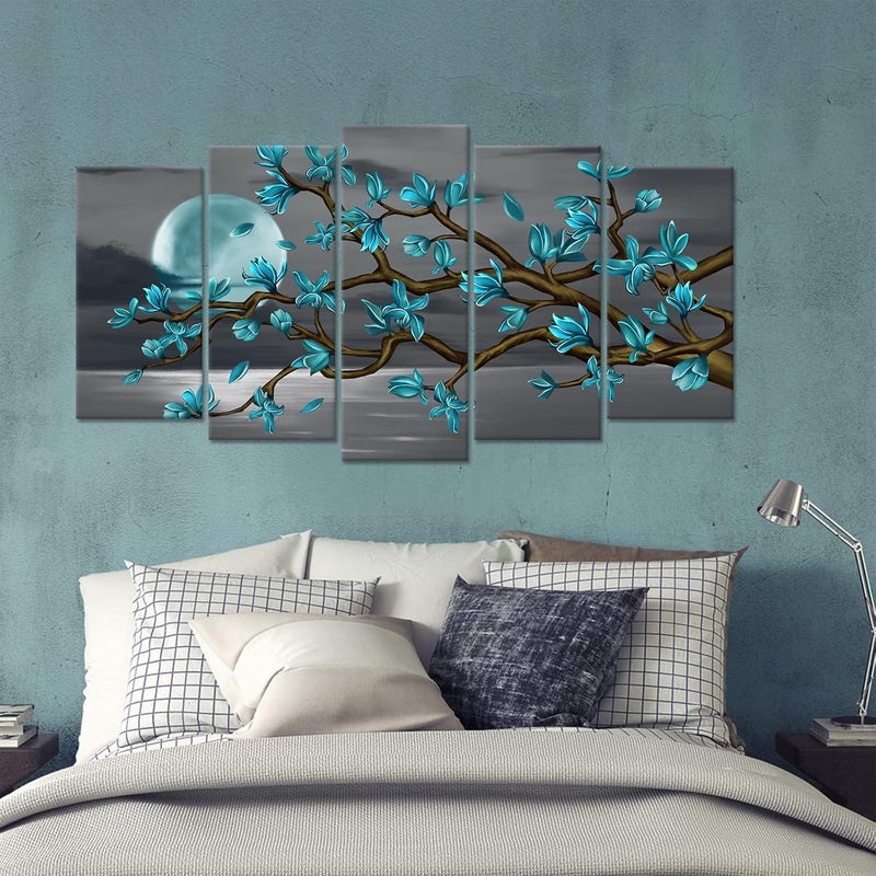 Kalormore Turquoise Magnolia Canvas Wall Art - Image 2
