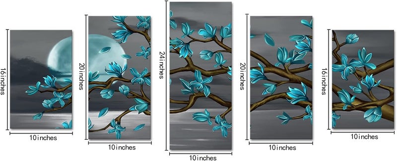 Kalormore Turquoise Magnolia Canvas Wall Art - Image 5