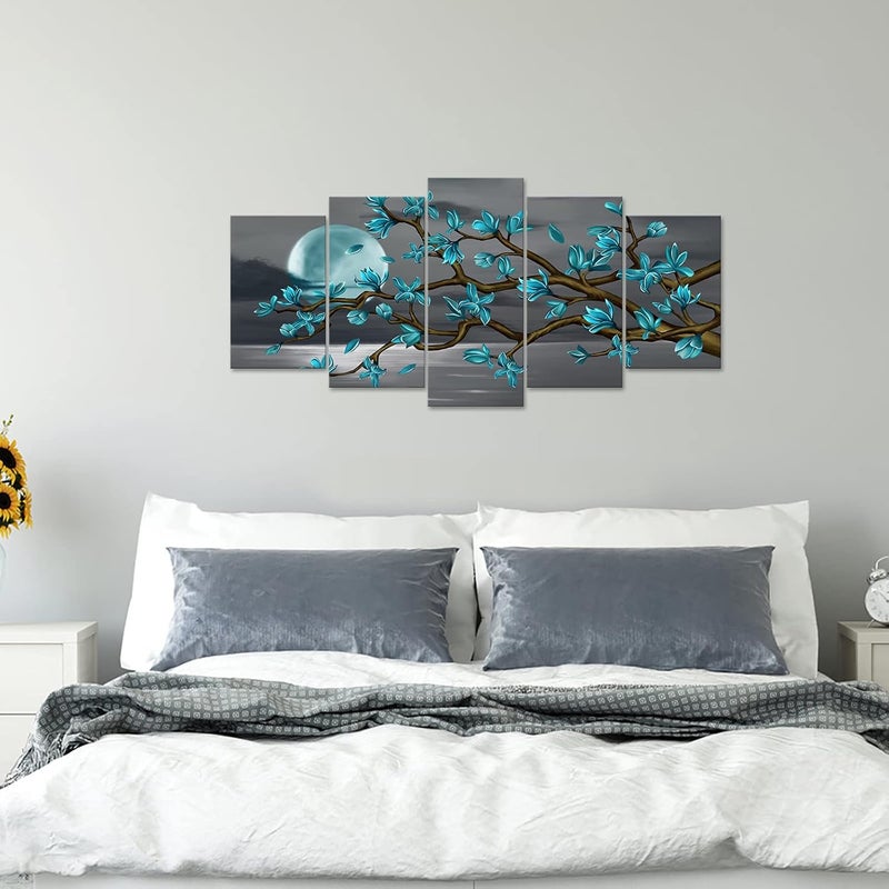 Kalormore Turquoise Magnolia Canvas Wall Art - Image 3