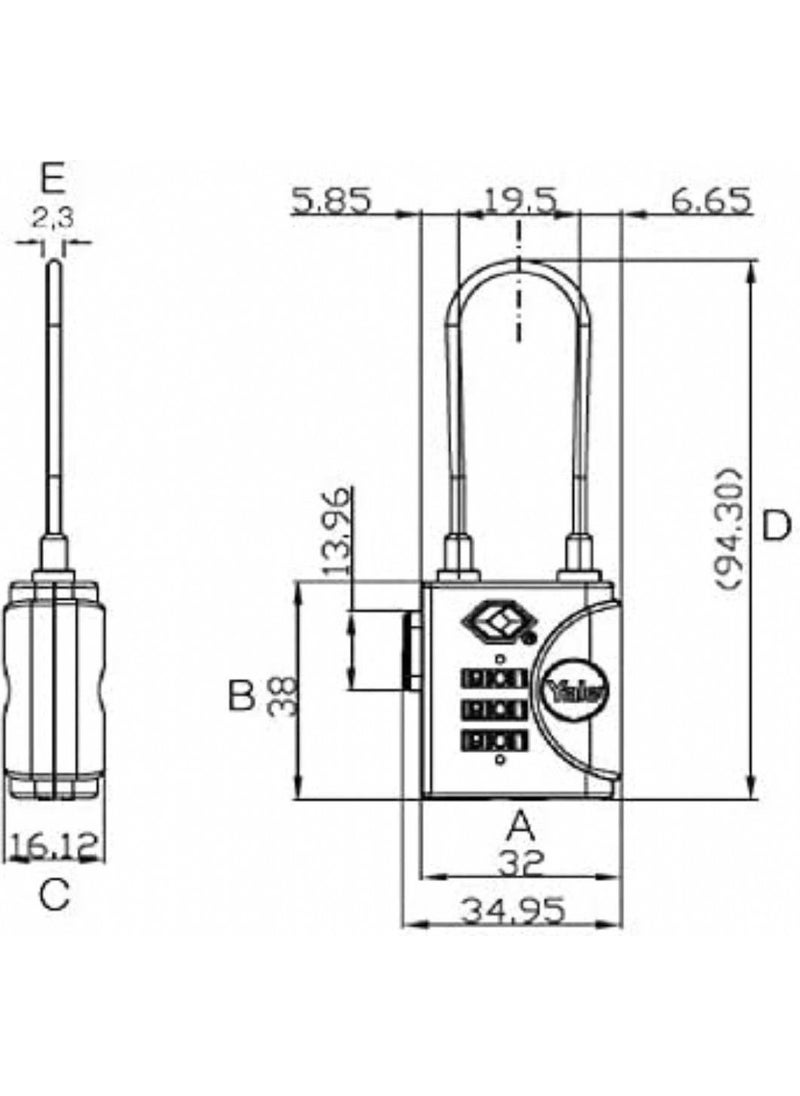 Yale - Wired Combination Padlock TSA Approved Two Way Gray 1 Piece - Image 1