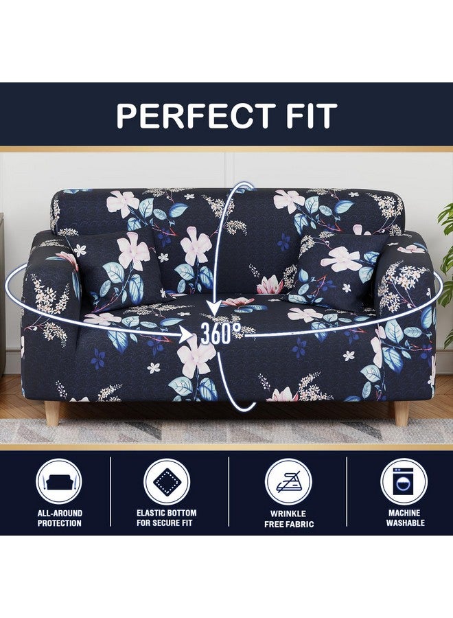 لوكزر غطاء أريكة Lukzer Universal بمقعدين مع كيس وسادة واحد، 140 جرام لكل متر مربع، غطاء مرن كبير لحماية الأريكة قابل للتمدد (تصميم زهرة أزرق داكن/140-180 سم) SC-012-02 - Image 5
