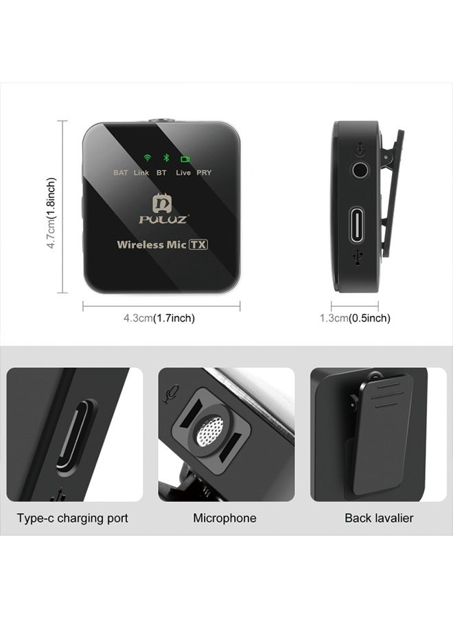 PULUZ PULUZ Wireless Lavalier Microphone for iPhone / iPad, 8-Pin Receiver and Dual Microphones (Black) - Image 2