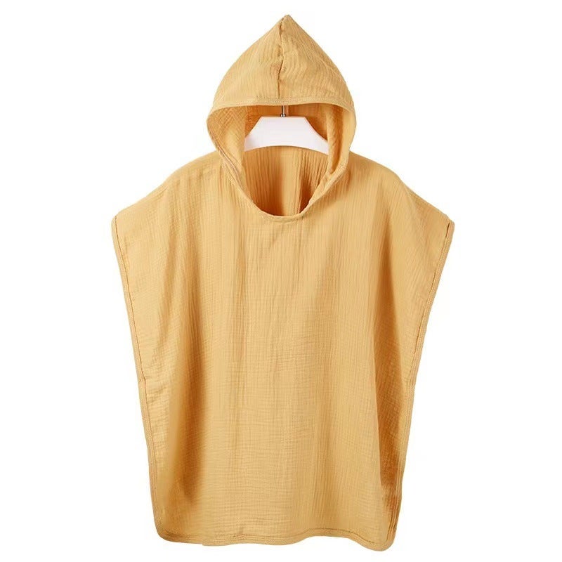 Cotton Gauze Hooded Poncho Towel for Kids [Thin] Orange