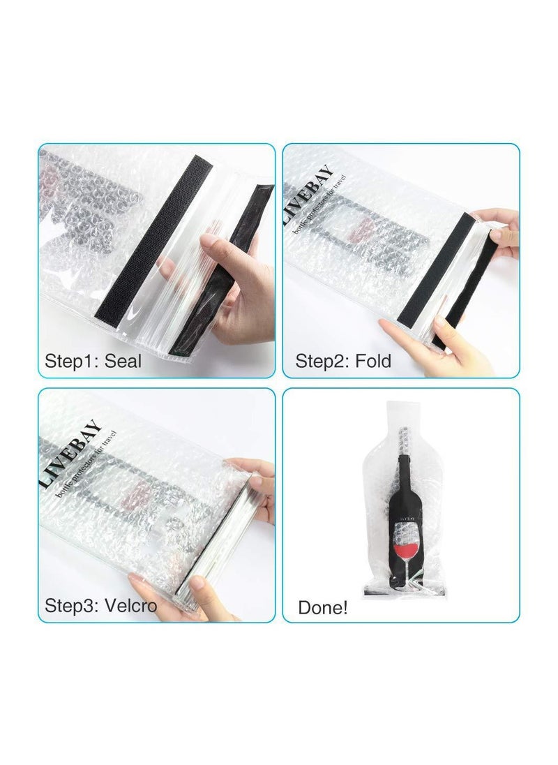 SYOSI - Wine Bag for Travel, 12 Packs Reusable Bottle Protector Sets, Leak Proof Bottle Shield Luggage Sleeve Case, Transparent Wine Accessory Sets for Airplane Car Cruise Protection Luggage - Image 1