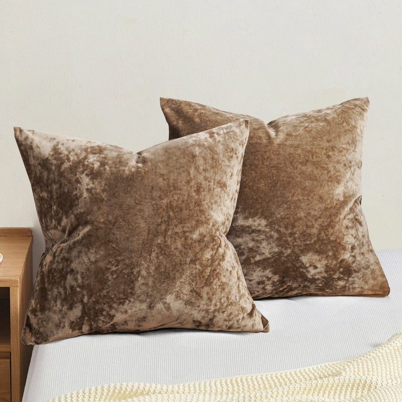 PHF PHF Truly Velvet Euro Sham  26""x 26"" No Insert  2 Pack Color Gradient Euro Throw Pillow Covers  Ultra Soft Cozy European Pillow Covers for Luxurious Home Decorative  No Shedding  No Pilling  Khaki  - Image 1